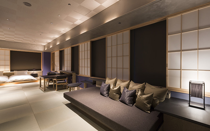 星のや東京、ラグジュアリー、ホテルインテリア、和室、電動ロールスクリーン